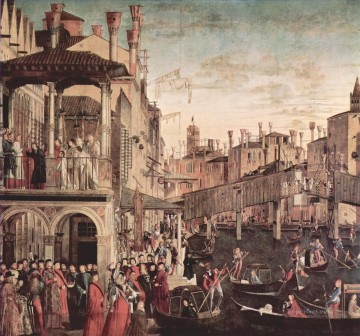  Carpaccio Canvas - Vittore Carpaccio Miracle of the Relic of the Cross at the Ponte di Rialto